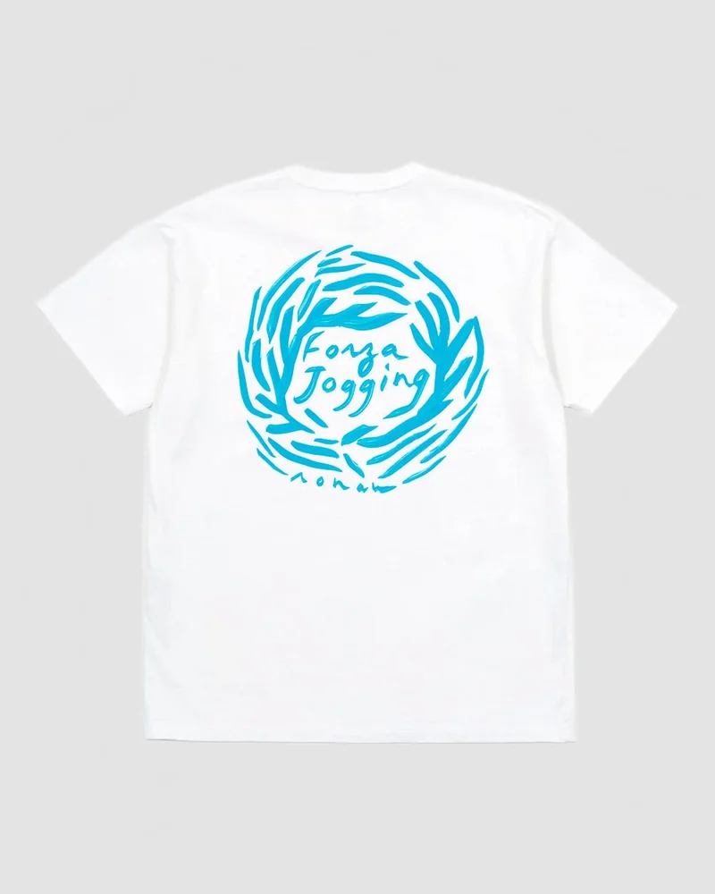 T-shirt « Forza Jogging » signé avec Ronan Bouroullec, impression bleue au dos.