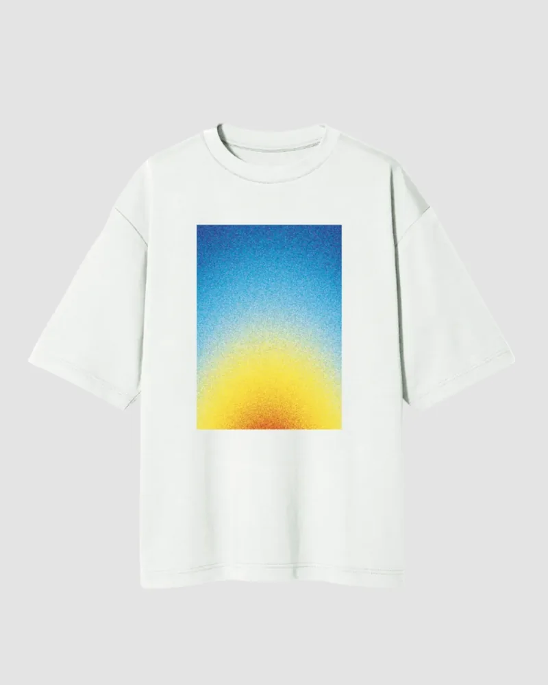 T-shirt Jogging 10 ans, impression dégradée du bleu au jaune.