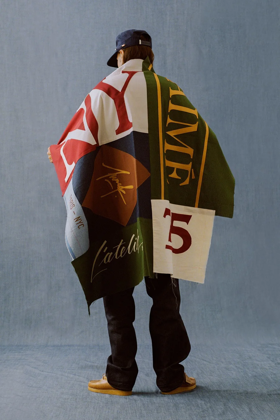 Aimé Leon Dore × Franck Pellegrino : une pièce textile en patchwork, image officielle de la capsule.